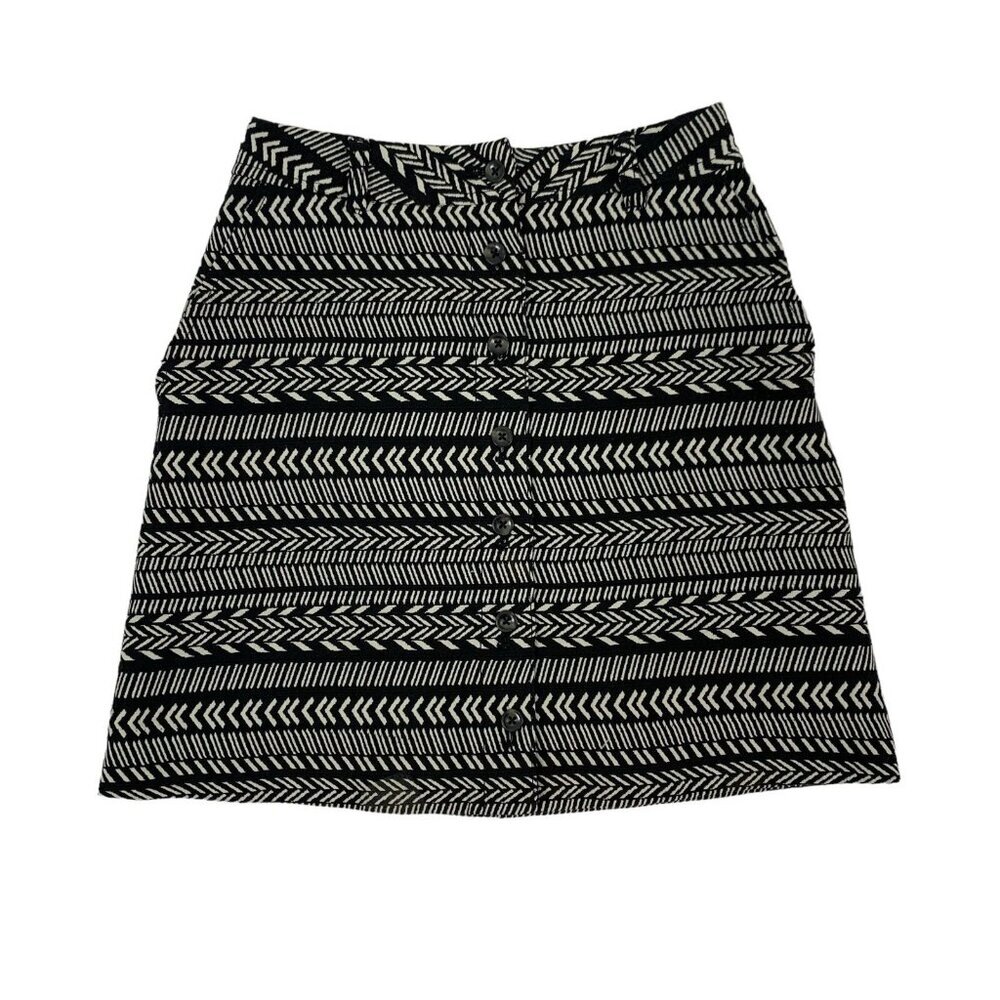 Anthropologie Maeve Womens Skirt 0 Black White Mini Boho Chic Cottagecore